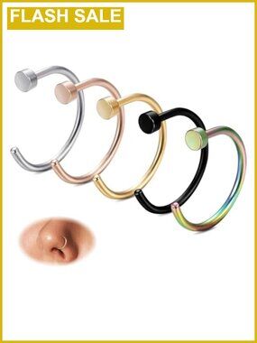 316L Stainless Steel Nose Rings Hoops Piercing Jewelry Set